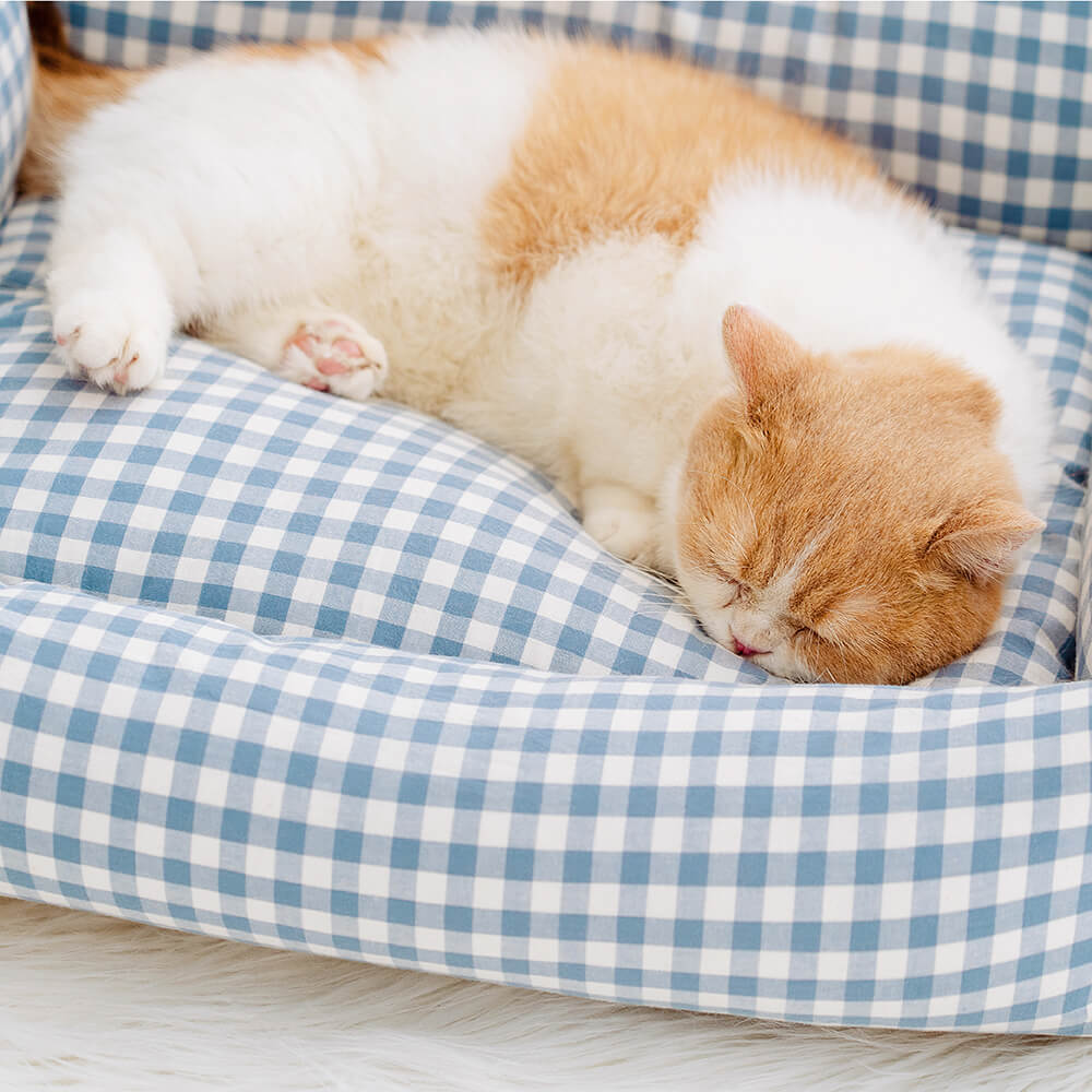 Fashion Ruffle Plaid Detachable Warm Dog & Cat Bed - FUNNYFUZZY