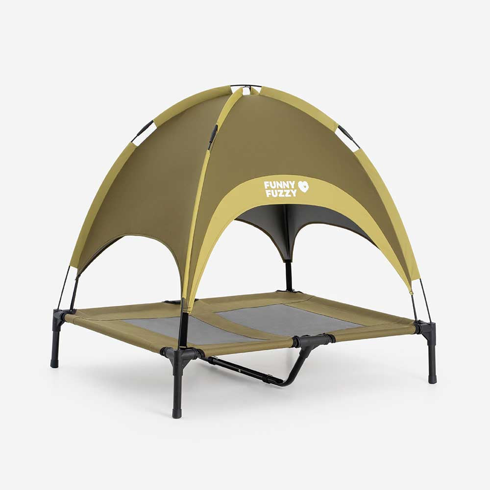 Multi-Functional Breathable Outdoor Cooling Elevated Dog Bed with Canopy Raised Dog Bed Dog Cot for Camp - PawAir